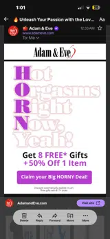 Adam & Eve VOD coupon verification screenshot