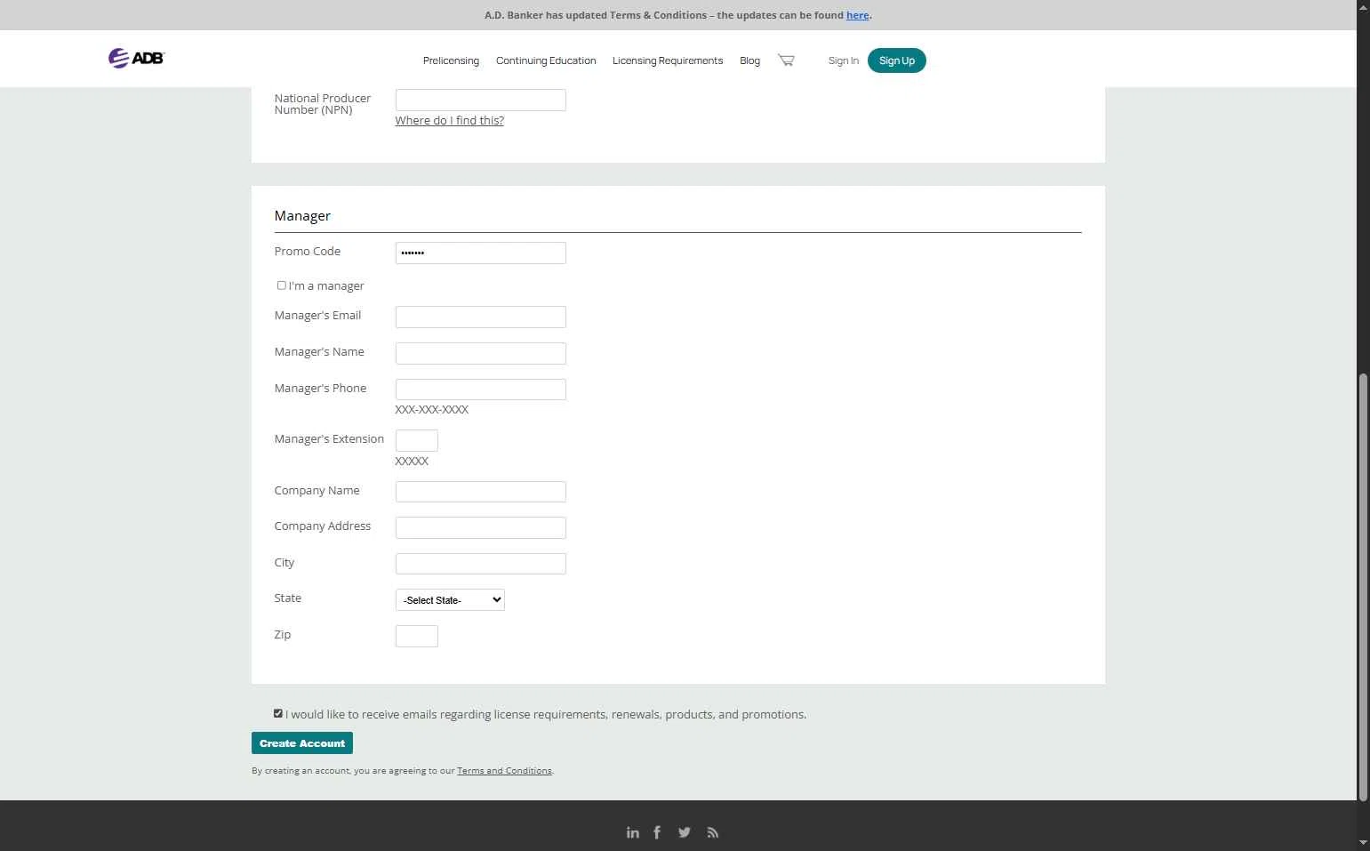 A.D. Banker checkout page showing A.D. Banker promo code box | Screenshot taken by SimplyCodes community member on Aug 18, 2025