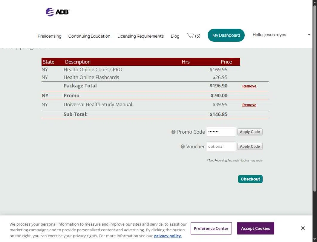 A.D. Banker checkout page showing A.D. Banker promo code box | Screenshot taken by SimplyCodes community member on Oct 2, 2025