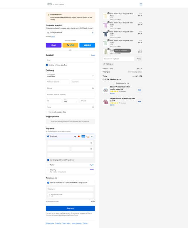 Aden + Anais checkout page showing Aden + Anais promo code box | Screenshot taken by SimplyCodes community member on Aug 31, 2025