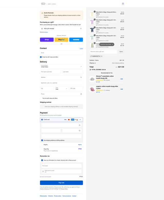 Aden + Anais checkout page showing Aden + Anais promo code box | Screenshot taken by SimplyCodes community member on Aug 31, 2025