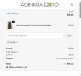 Adinkra Expo coupon verification screenshot