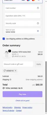 HONEY10 coupon verification screenshot
