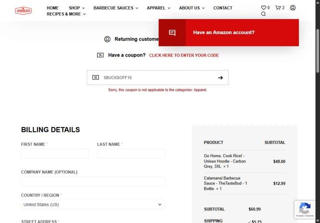 Adoboloco checkout page showing Adoboloco coupon code box | Screenshot taken by SimplyCodes community member on Jul 20, 2025