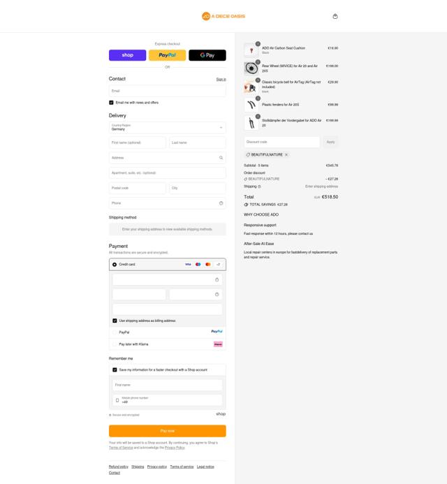 A Dece Oasis checkout page showing A Dece Oasis promo code box | Screenshot taken by SimplyCodes community member on Sep 15, 2025