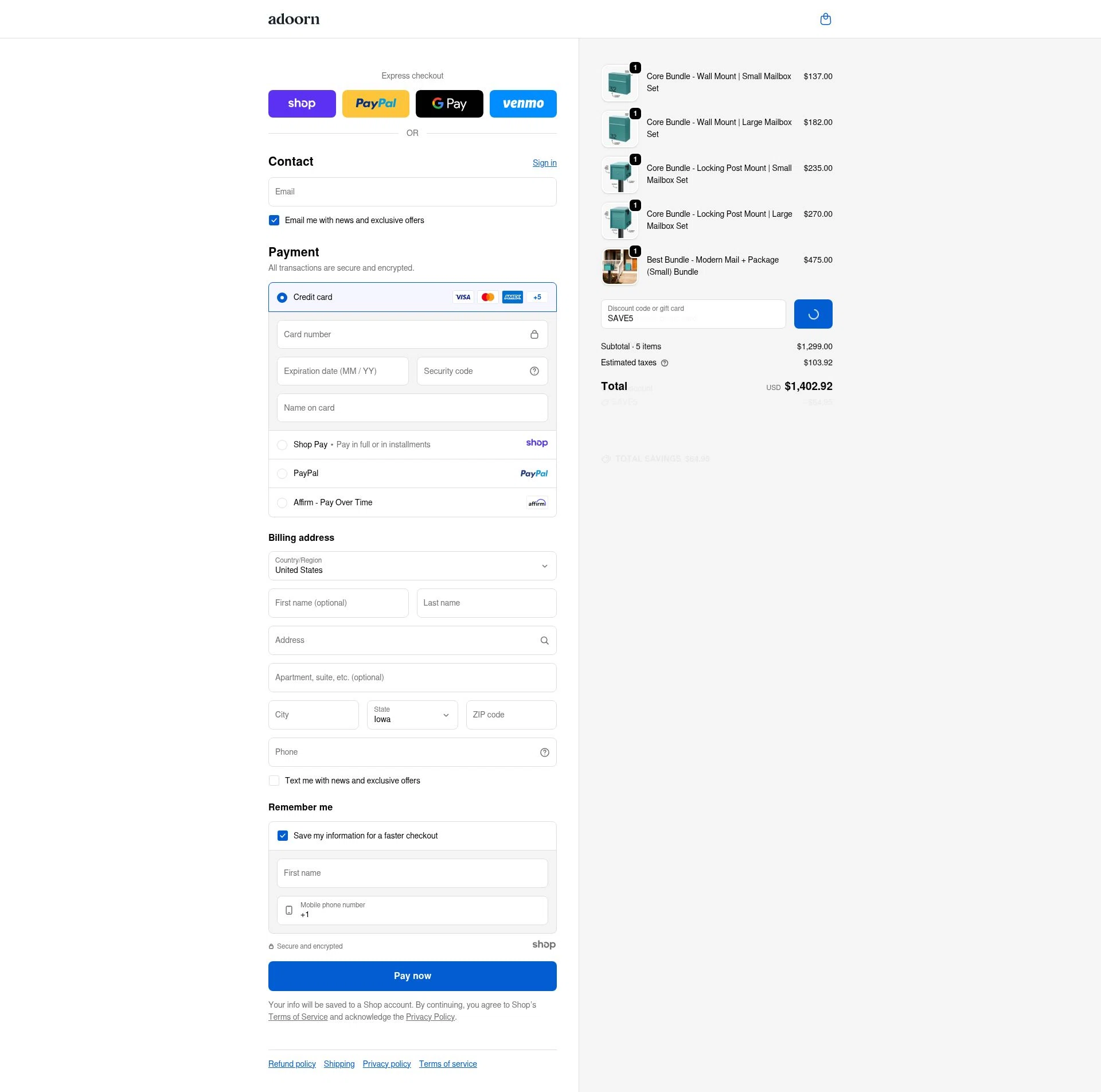 adoorn checkout page showing adoorn discount code box | Screenshot taken by SimplyCodes community member on Jan 8, 2026