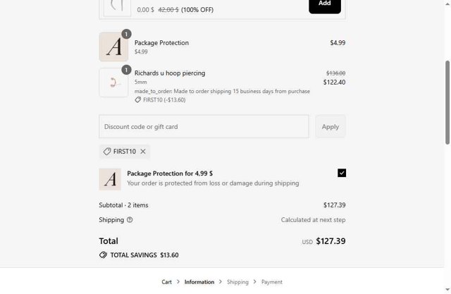 Adornmonde checkout page showing Adornmonde coupon code box | Screenshot taken by SimplyCodes community member on Sep 4, 2025