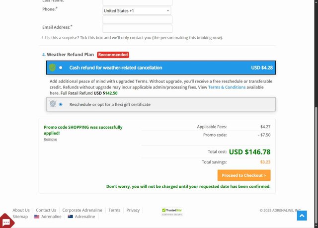Adrenaline USA checkout page showing Adrenaline USA promo code box | Screenshot taken by SimplyCodes community member on Aug 9, 2025