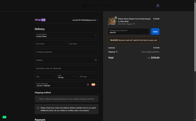 Adrianna Papell checkout page showing Adrianna Papell discount code box | Screenshot taken by SimplyCodes community member on Aug 18, 2025