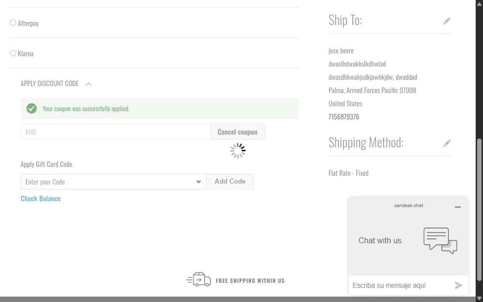 Advanblack checkout page showing Advanblack discount code box | Screenshot taken by SimplyCodes community member on Nov 6, 2025