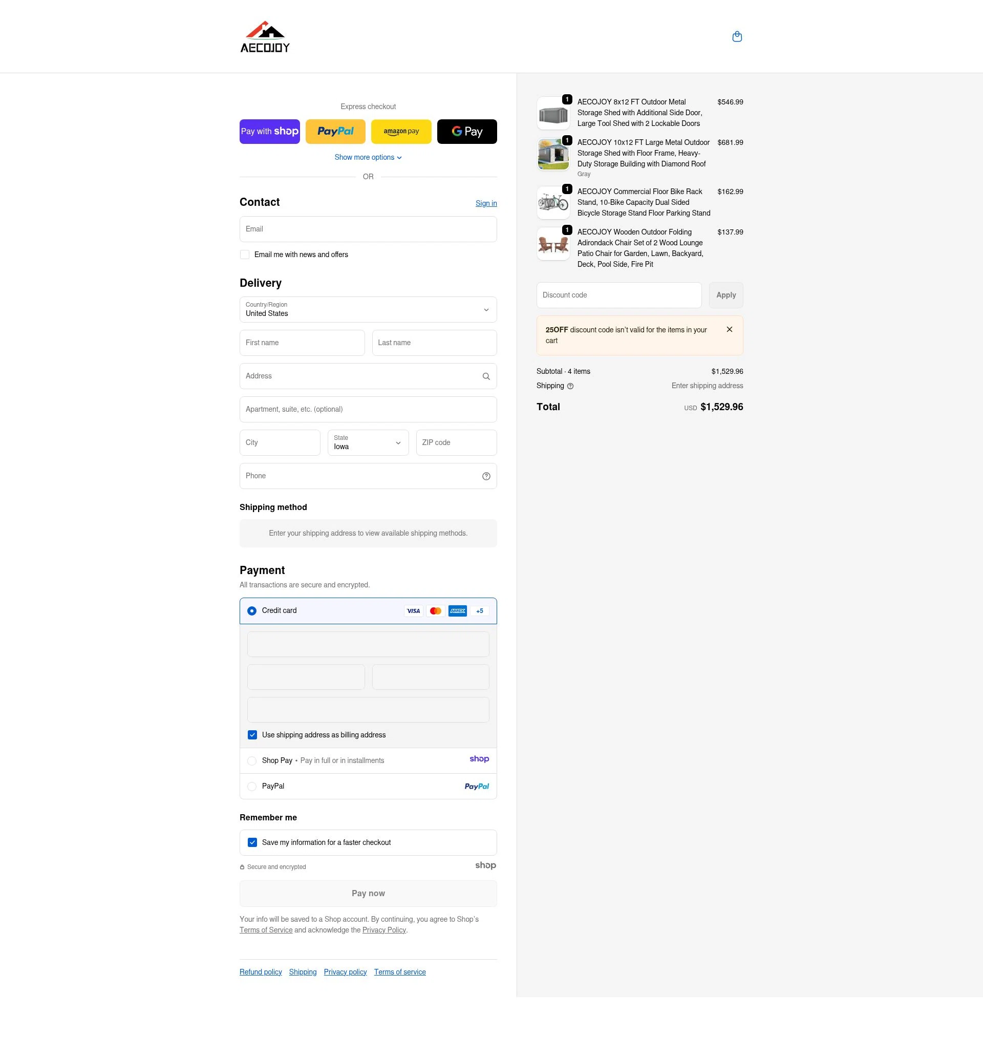 AECOJOY checkout page showing AECOJOY promo code box | Screenshot taken by SimplyCodes community member on Jan 7, 2026