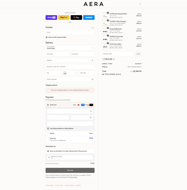 AERA checkout page showing AERA discount code box | Screenshot taken by SimplyCodes community member on Aug 26, 2025
