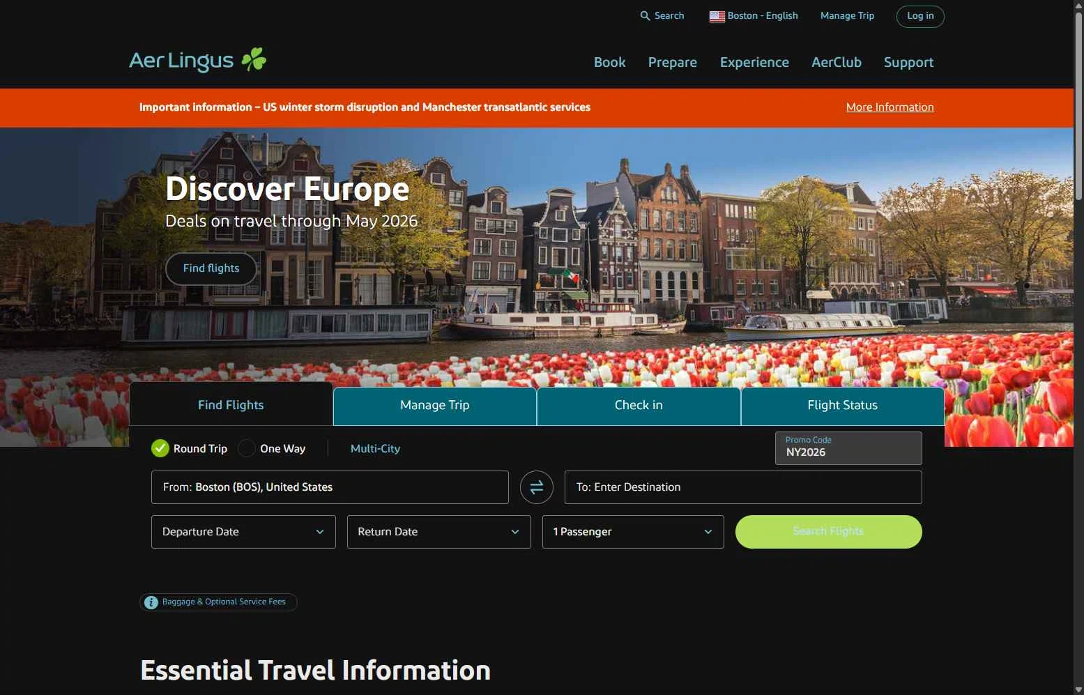 Aer Lingus checkout page showing Aer Lingus promo code box | Screenshot taken by SimplyCodes community member on Jan 24, 2026