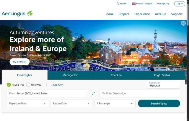 Aer Lingus checkout page showing Aer Lingus promo code box | Screenshot taken by SimplyCodes community member on Jul 18, 2025