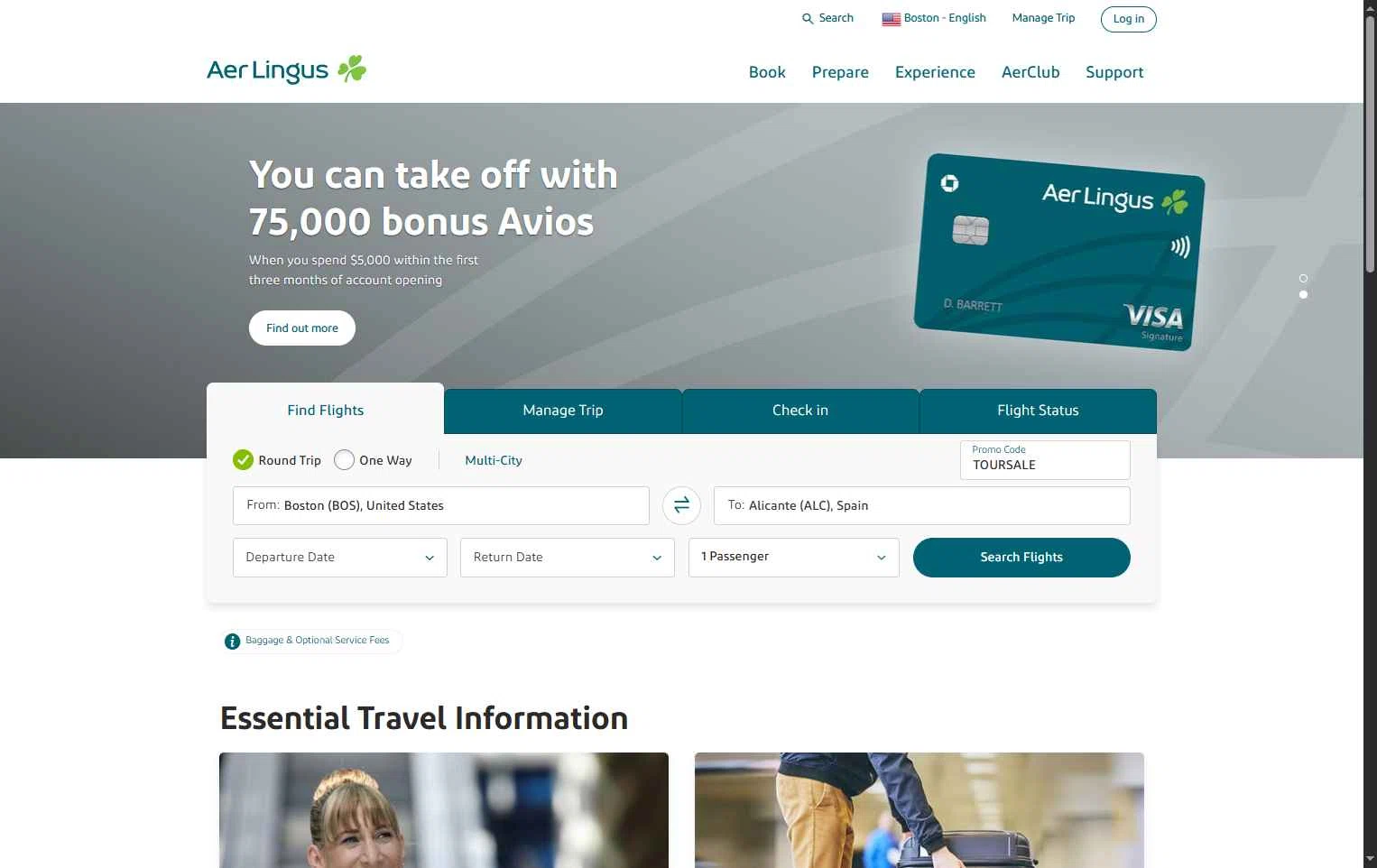 Aer Lingus checkout page showing Aer Lingus promo code box | Screenshot taken by SimplyCodes community member on Nov 7, 2025