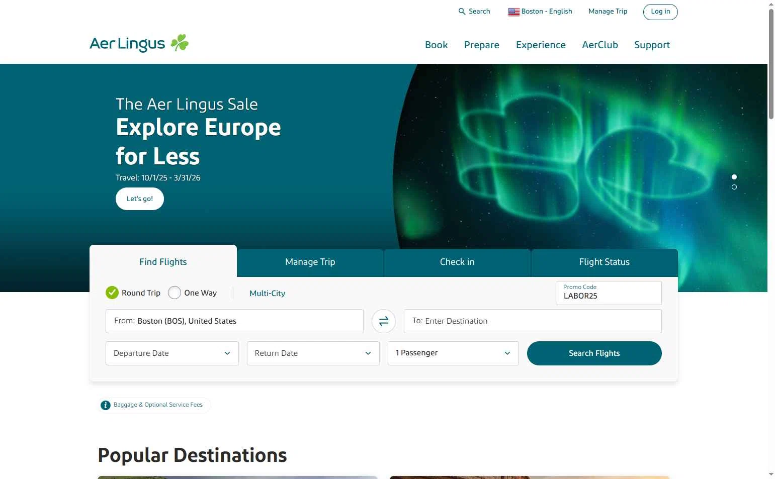 Aer Lingus checkout page showing Aer Lingus promo code box | Screenshot taken by SimplyCodes community member on Sep 6, 2025
