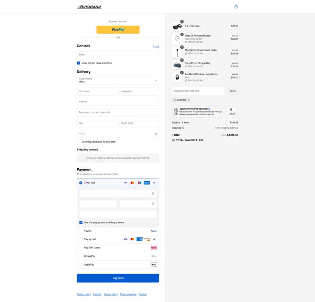 AeroBand checkout page showing AeroBand discount code box | Screenshot taken by SimplyCodes community member on Sep 9, 2025