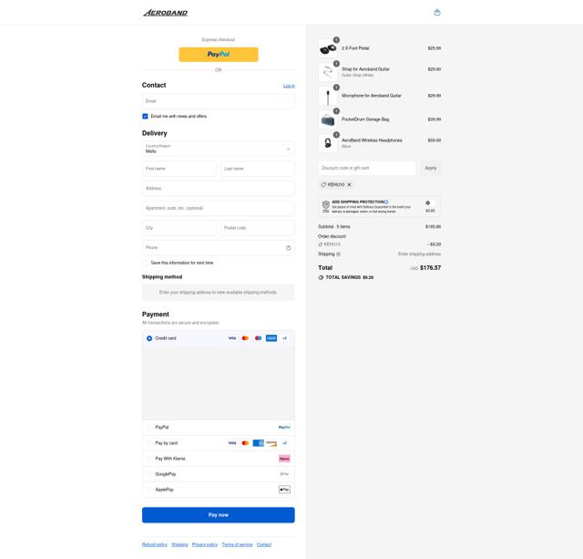 AeroBand checkout page showing AeroBand discount code box | Screenshot taken by SimplyCodes community member on Sep 9, 2025