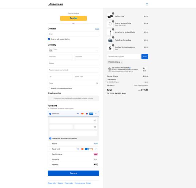 AeroBand checkout page showing AeroBand discount code box | Screenshot taken by SimplyCodes community member on Sep 9, 2025