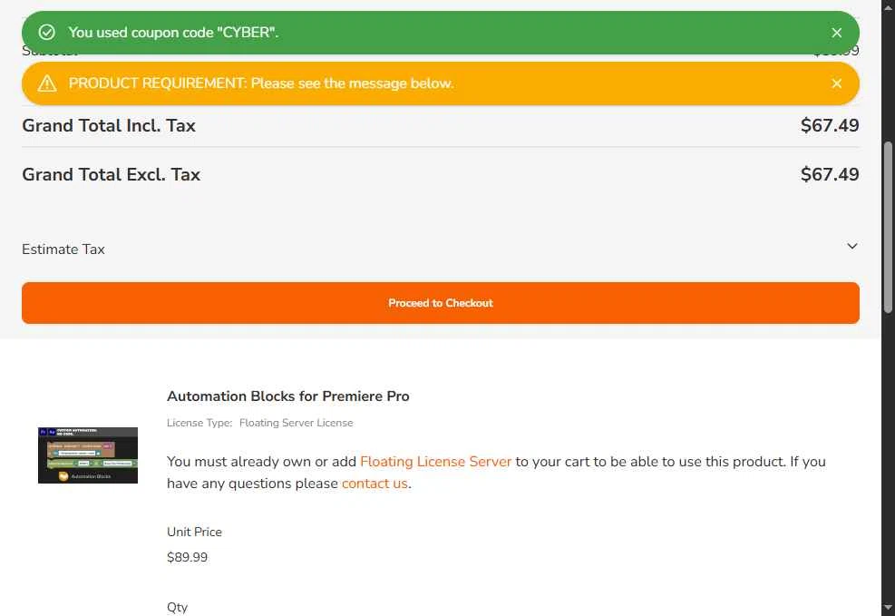 Aescripts checkout page showing Aescripts discount code box | Screenshot taken by SimplyCodes community member on Nov 22, 2025