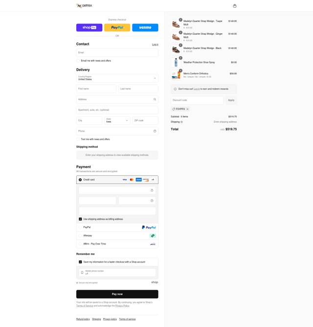 Aetrex checkout page showing Aetrex promo code box | Screenshot taken by SimplyCodes community member on Aug 11, 2025
