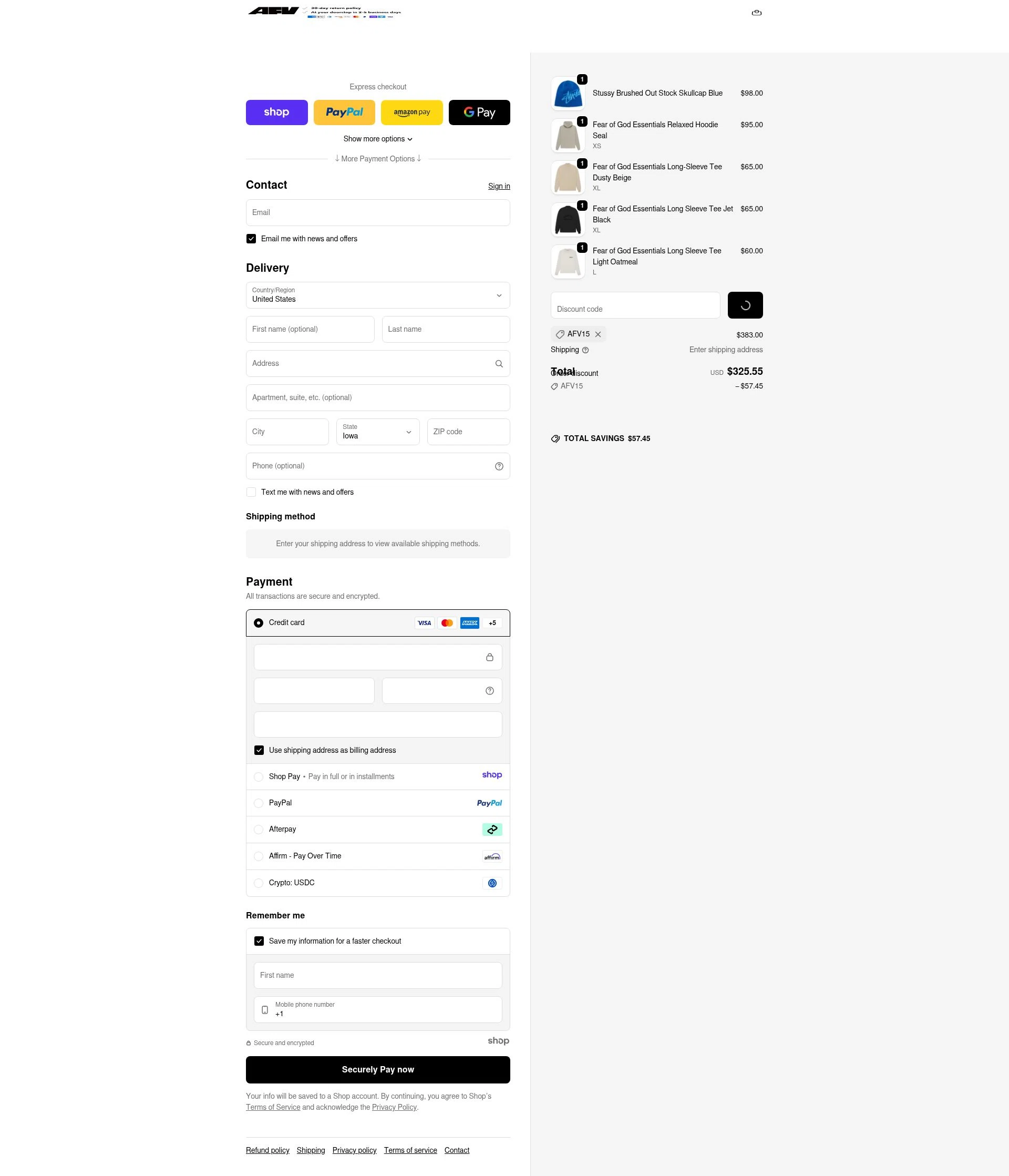 A Few Vibe checkout page showing A Few Vibe promo code box | Screenshot taken by SimplyCodes community member on Dec 23, 2025