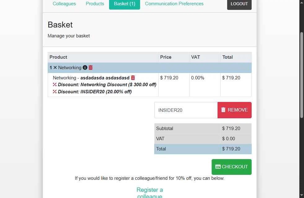 Affiliate Summit checkout page showing Affiliate Summit promo code box | Screenshot taken by SimplyCodes community member on Oct 25, 2025