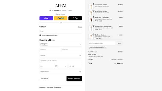 AFRM checkout page showing AFRM discount code box | Screenshot taken by SimplyCodes community member on Sep 8, 2025