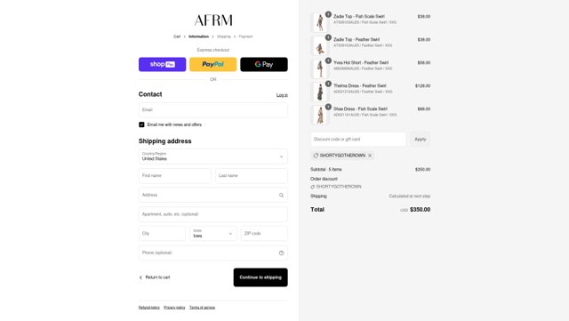 AFRM checkout page showing AFRM discount code box | Screenshot taken by SimplyCodes community member on Aug 22, 2025