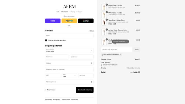 AFRM checkout page showing AFRM discount code box | Screenshot taken by SimplyCodes community member on Sep 12, 2025