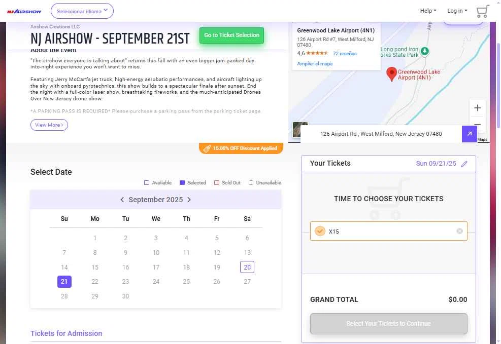 Afton Tickets checkout page showing Afton Tickets promo code box | Screenshot taken by SimplyCodes community member on Sep 20, 2025