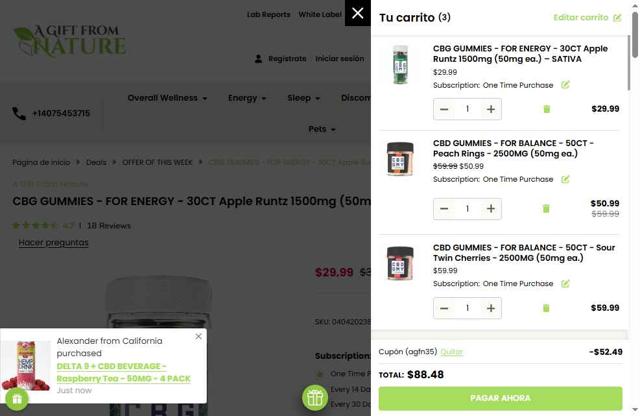 A Gift From Nature checkout page showing A Gift From Nature coupon code box | Screenshot taken by SimplyCodes community member on Jun 26, 2025