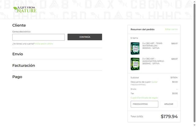 A Gift From Nature checkout page showing A Gift From Nature coupon code box | Screenshot taken by SimplyCodes community member on Jun 26, 2025