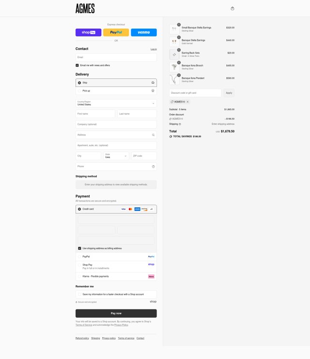 Agmes checkout page showing Agmes discount code box | Screenshot taken by SimplyCodes community member on Aug 26, 2025