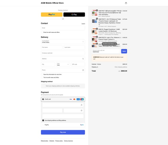 AGM Mobile checkout page showing AGM Mobile promo code box | Screenshot taken by SimplyCodes community member on Sep 3, 2025