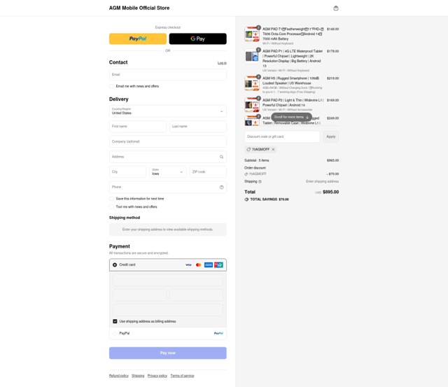 AGM Mobile checkout page showing AGM Mobile promo code box | Screenshot taken by SimplyCodes community member on Sep 3, 2025