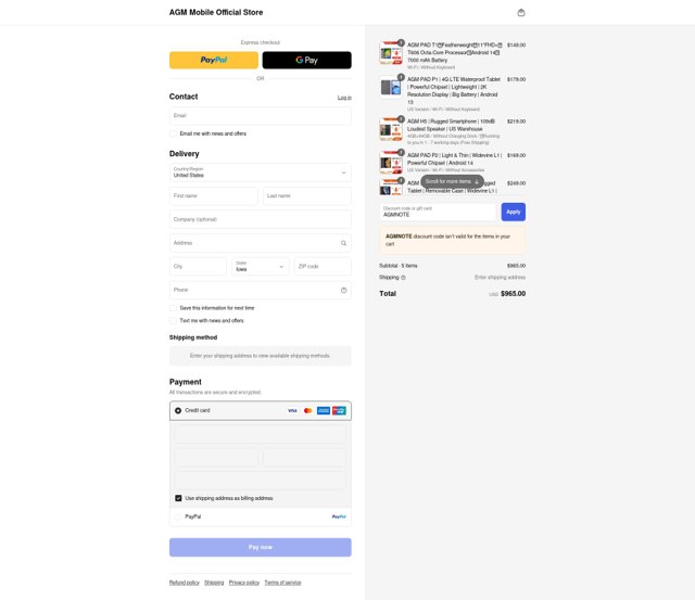 AGM Mobile checkout page showing AGM Mobile promo code box | Screenshot taken by SimplyCodes community member on Sep 3, 2025