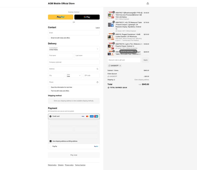 AGM Mobile checkout page showing AGM Mobile promo code box | Screenshot taken by SimplyCodes community member on Sep 3, 2025
