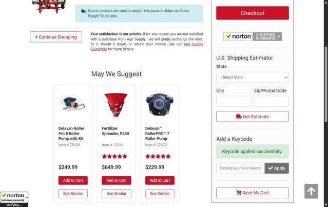 Agri Supply checkout page showing Agri Supply coupon code box | Screenshot taken by SimplyCodes community member on Jun 20, 2025