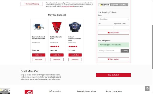 Agri Supply checkout page showing Agri Supply coupon code box | Screenshot taken by SimplyCodes community member on May 26, 2025