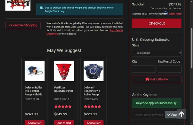 Agri Supply checkout page showing Agri Supply coupon code box | Screenshot taken by SimplyCodes community member on Jun 20, 2025