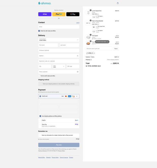 Ahimsa checkout page showing Ahimsa discount code box | Screenshot taken by SimplyCodes community member on Sep 3, 2025