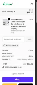 Augustnew coupon verification screenshot