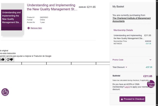 AICPA & CIMA checkout page showing AICPA & CIMA promo code box | Screenshot taken by SimplyCodes community member on Aug 7, 2025