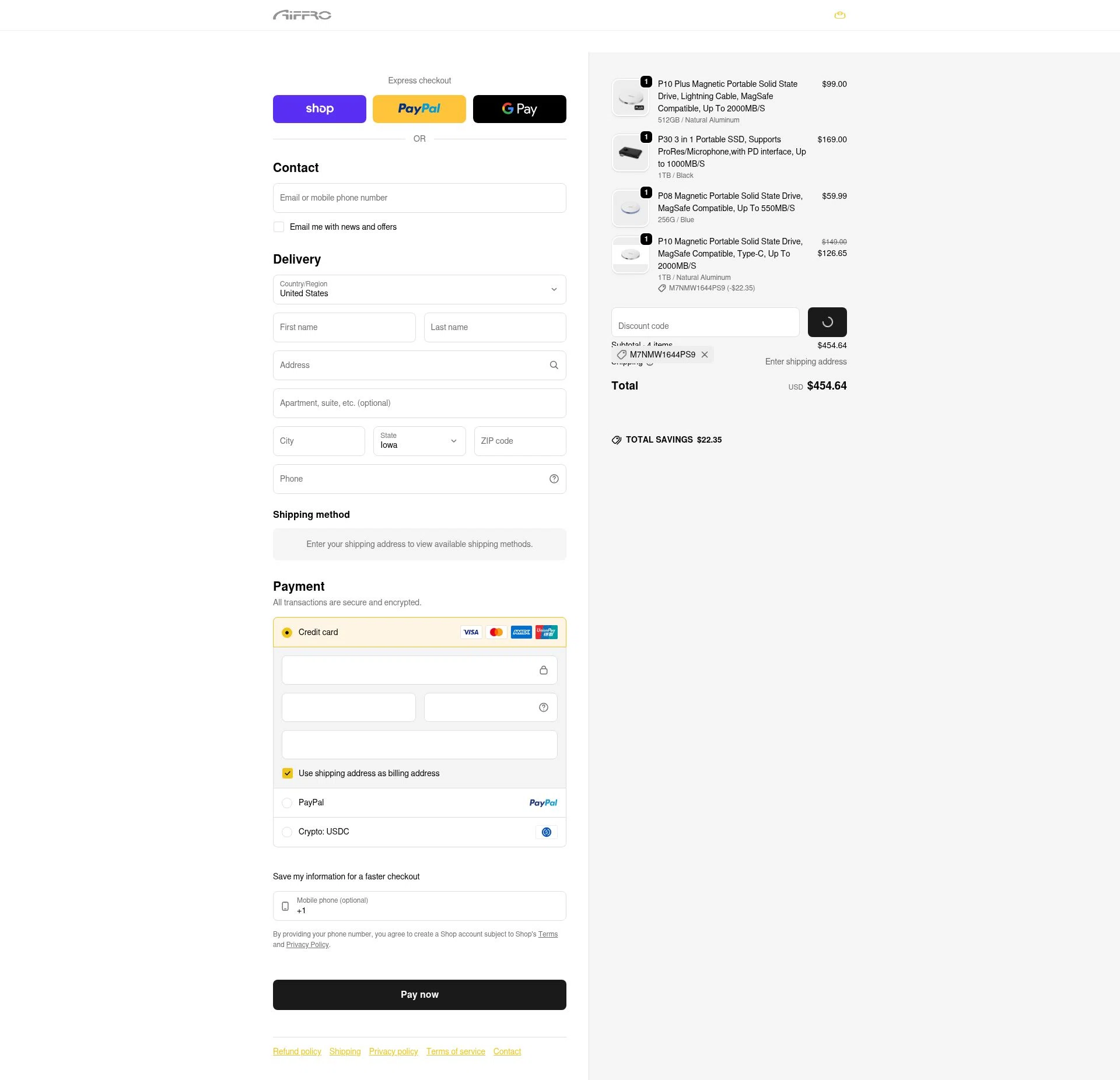 Aiffro checkout page showing Aiffro promo code box | Screenshot taken by SimplyCodes community member on Feb 11, 2026