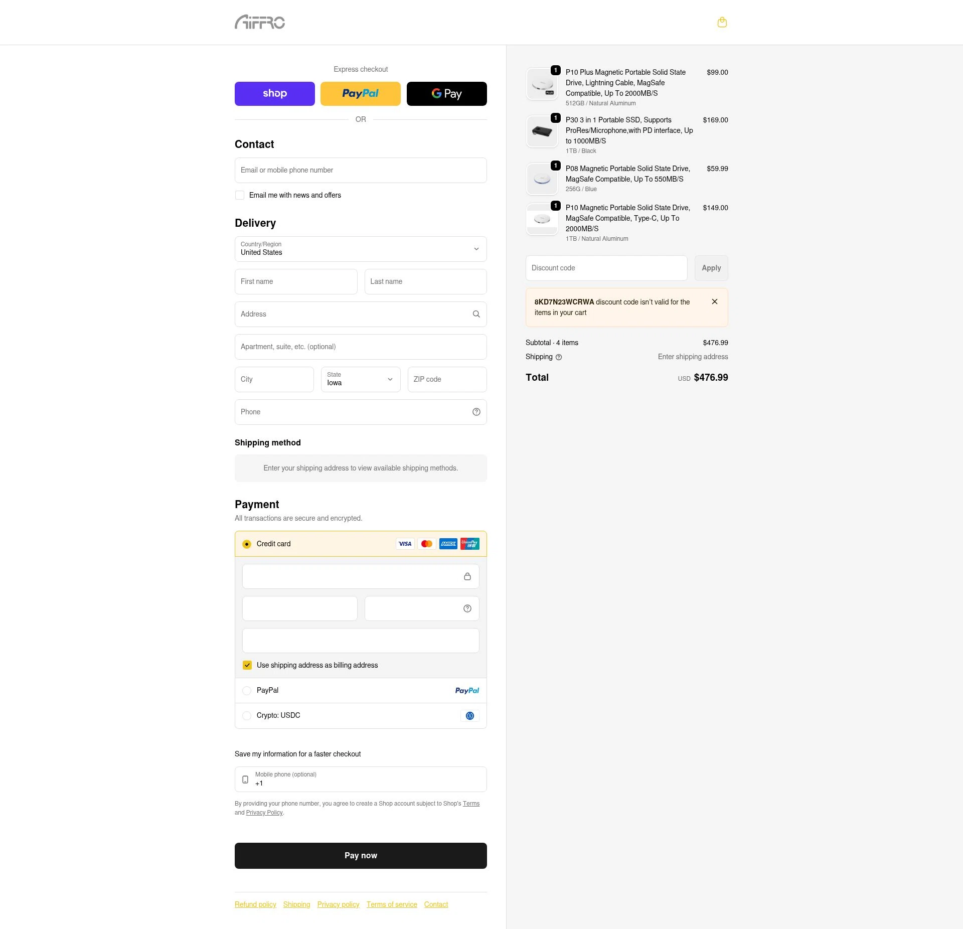 Aiffro checkout page showing Aiffro promo code box | Screenshot taken by SimplyCodes community member on Feb 6, 2026