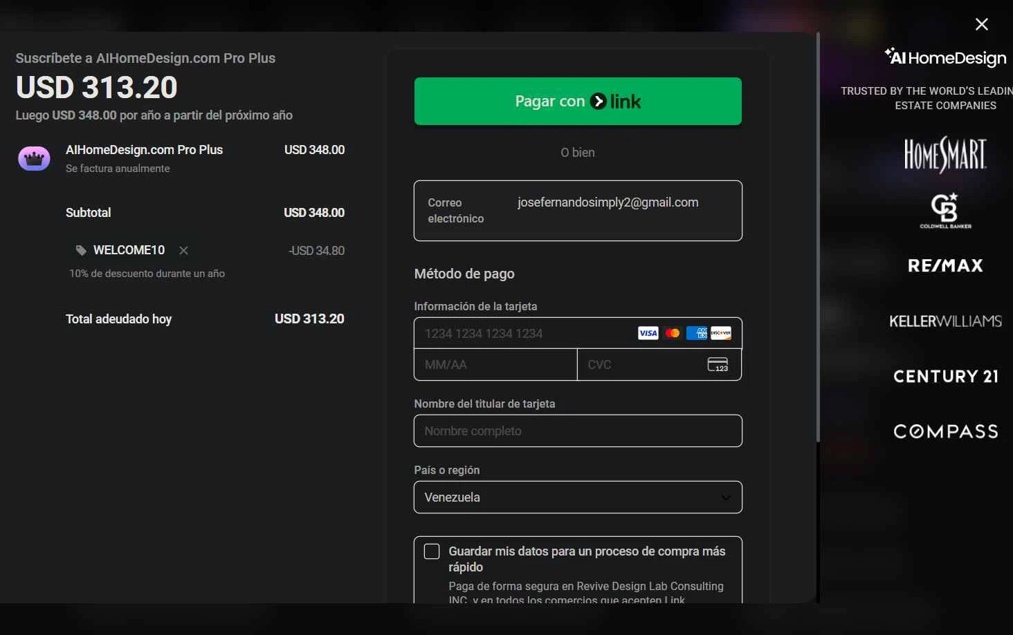 AI HomeDesign checkout page showing AI HomeDesign promo code box | Screenshot taken by SimplyCodes community member on Oct 19, 2025
