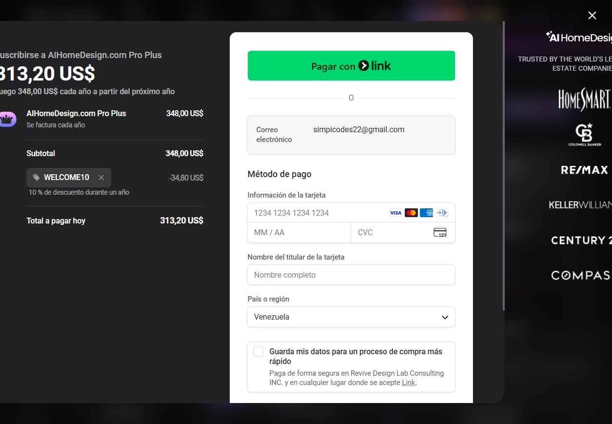 AI HomeDesign checkout page showing AI HomeDesign promo code box | Screenshot taken by SimplyCodes community member on Dec 25, 2025