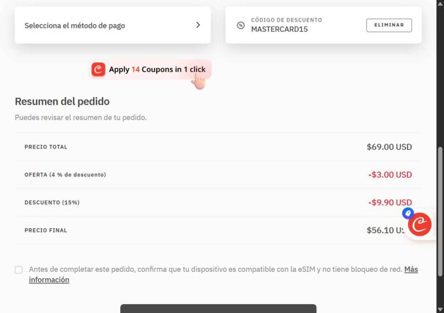 Airalo checkout page showing Airalo discount code box | Screenshot taken by SimplyCodes community member on Aug 26, 2025