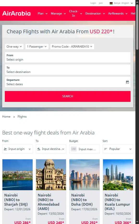 Air Arabia checkout page showing Air Arabia promo code box | Screenshot taken by SimplyCodes community member on Jan 2, 2026